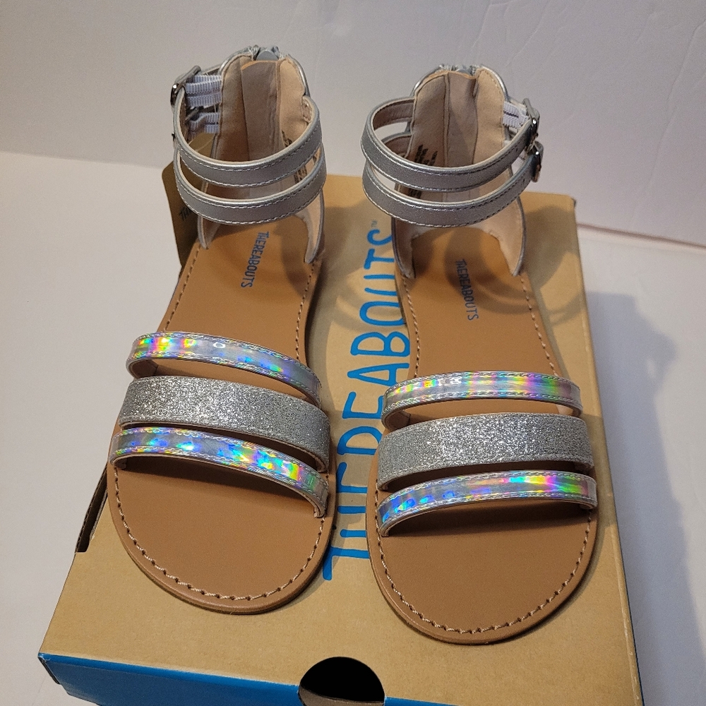 Thereabouts Addison Silver Glitter Girls Sandals NWT Size 12m